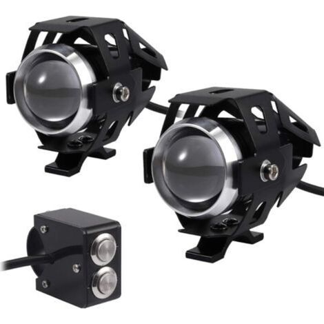 2pcs 15W Phare Moto Feux Additionnels LED Phares Avant Moto Anti Brouillard Projecteur Spot LED Moto 3000LM U5 Etanche 12-24V pour Moto Quad Scooter - avec Interrupteur (1/4)