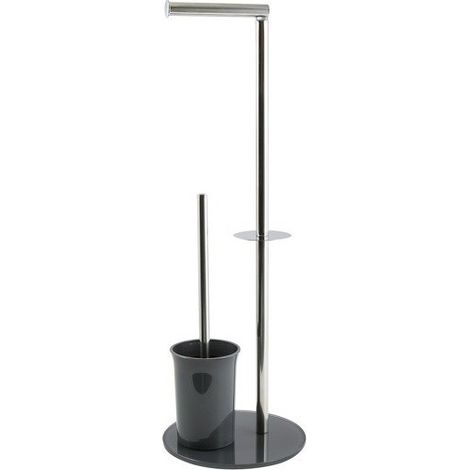 Portarollos escobillero  Combinado Acero Inoxidable Y Vidrio Gris MSV