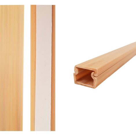 EDM – Goulotte d'installation adhésif électrique 2m – Dimensions 12,7x11mm – PVC pour bois clair – Installation facile et esthétique