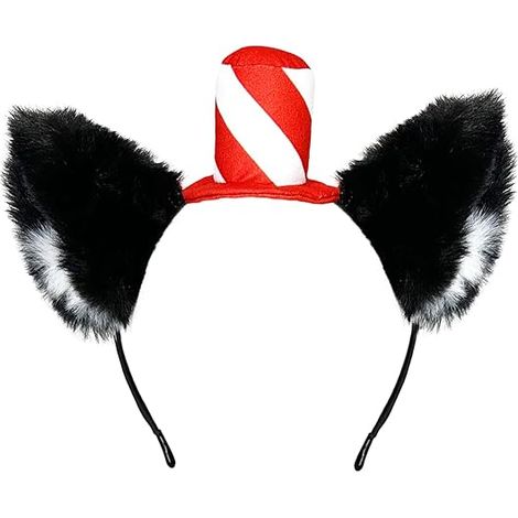 Cerchietto con orecchie da gatto e cappello da stufa rosso, copricapo carino, accessorio per costumi di ruolo, regalo divertente per feste per donne e uomini. (1/5)