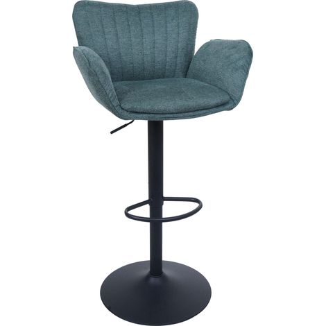Tabouret de bar HWC-M67, tabouret de bar pivotant, avec accoudoirs et repose-pieds, tissu/textile, f (1/3)