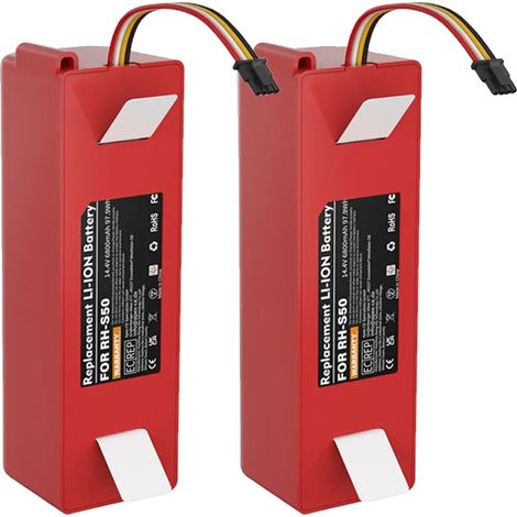 Batterie de remplacement, capacité 6800mAh, compatible avec la série Roborock S50, 2Pcs 6.8Ah Batterie (1/2)