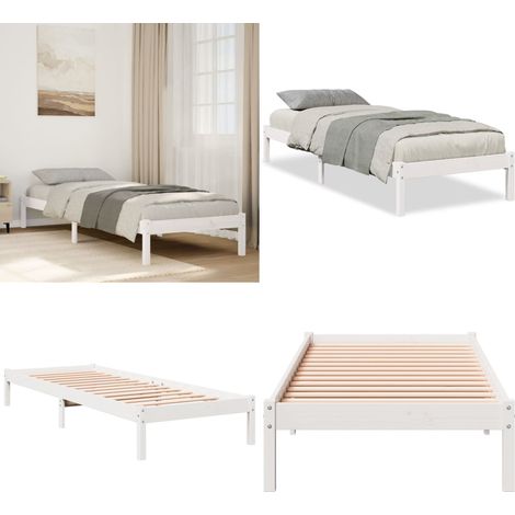 Letto Extra Lungo senza Materasso Bianco 90x220 cm in Pino - Letto extra lungo - Letto senza materasso