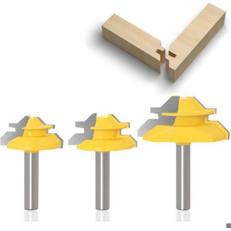 Fraise pour défonceuse 8mm – 45 degrés verrouillé – Pour MDF, bois massif et contreplaqué – Découpes précises et (1/5)