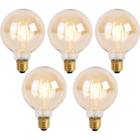 LUEDD Lot de 5 Ampoule LED dimmables à 3 niveaux E27 G95 Goldline 5W 530lm 2200K