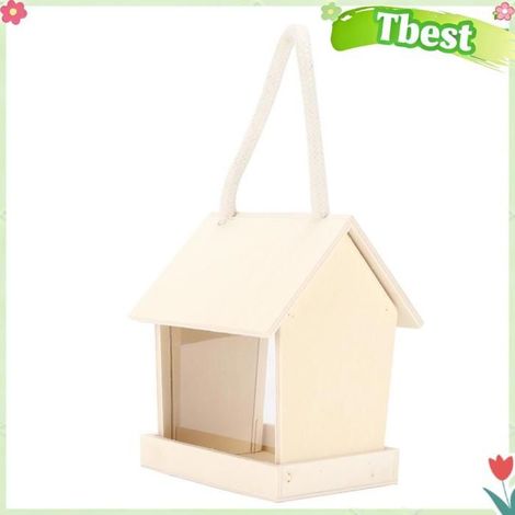 Tbest mangeoire pour oiseaux sauvages en bois Mangeoire pour oiseaux, planche en bois animalerie distributeur Carré conventionnel (1/5)