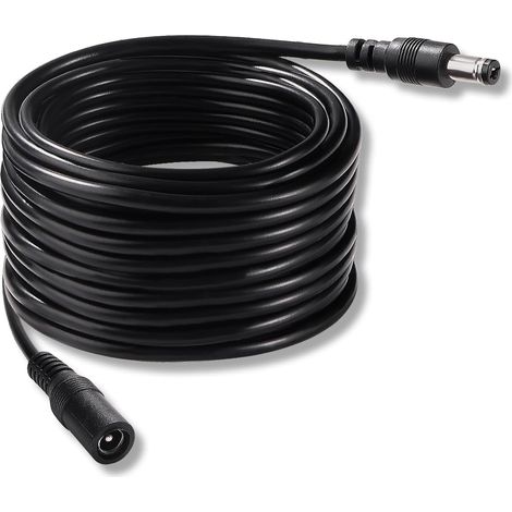 10m 5.5x2.1 mm 24V 12V Rallonges d'alimentation DC, Câble D'extension d'alimentation Mâle Femelle 22AWG, pour Caméra Sécurité CCTV, Noir (1/5)