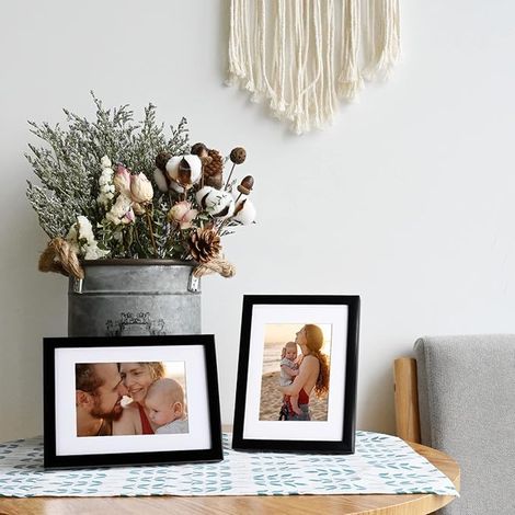 A5 Cadre Photo - Verre, Bois Composite pour Montage sur Table ou Mural, Noir (1/3)