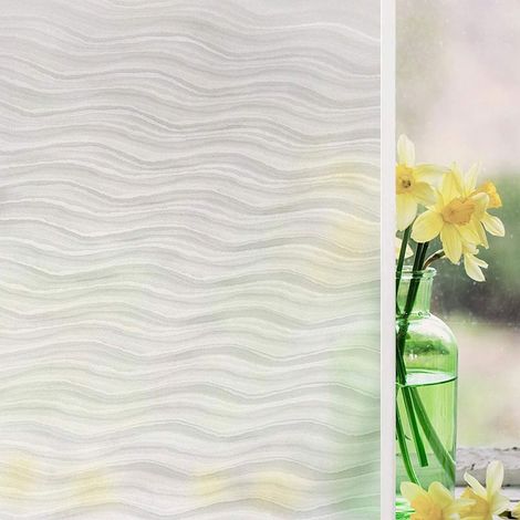 Transparente, blickdichte Fensterfolie – Wellenmuster – Selbstklebend, kein Klebstoff erforderlich – PVC – 45 x 200 cm (1/5)