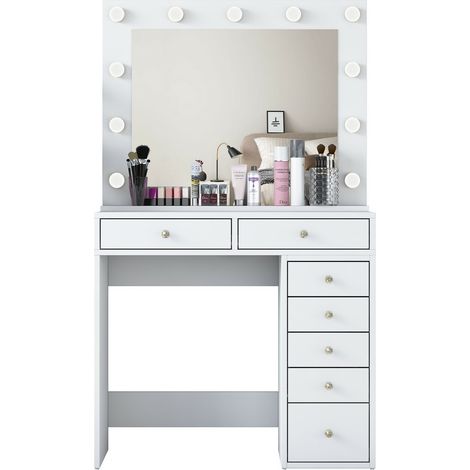Coiffeuse maquillage de table avec miroir et éclairage Calida (1/5)