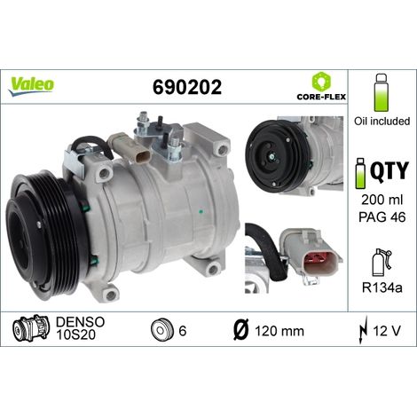 Compresseur, climatisation Valeo 690202 CHRYSLER 05005420AC 05005420AD 5005420AA