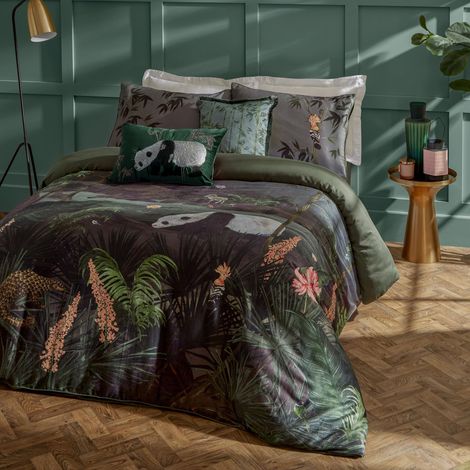 Ensemble De Housse De Couette – Réversible Botanique Floral avec Bord Passepoilé Literie (Nuit – Super King – 260x220cm) (1/3)