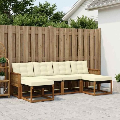 vidaXL Outdoor-Sofagarnitur mit Kissen 6 pcs Natur und Creme (1/5)
