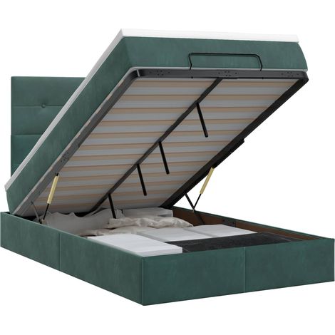 Maison Exclusive - Letto ottomano con materasso Verde Scuro 120 x 190 cm Velluto (1/5)