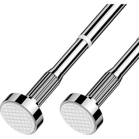 Retractable stainless steel curtain rod - ideal for bathrooms - length 35-50 cm - silver (1/5)
