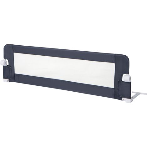 Barrière de lit mobile pliable 152 x 34 x 42 cm sécurité renforcée design moderne gris en métal tissu oxford coton pp