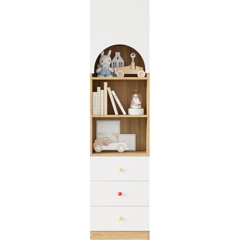 ELVMI Libreria con 1 Anta Ad Arco, 3 Cassetti e 3 Ripiani, Maniglie in Ceramica, in MDF, Bianca, 50 x 50 x 200 cm (1/5)