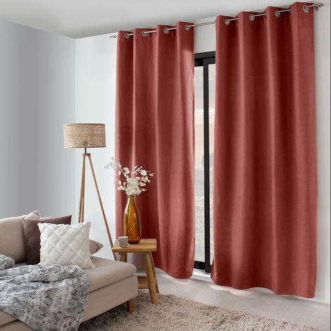 Rideau Thermique Occultant "Nordica" 135x240cm Terracotta (1/5)