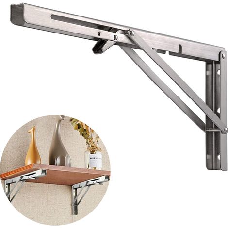 Support D'étagère Pliable - Acier Inoxydable - Charge Maximale 200 Kg - Pour Garage Atelier Cuisine Balcon - Lot De 2 (1/5)