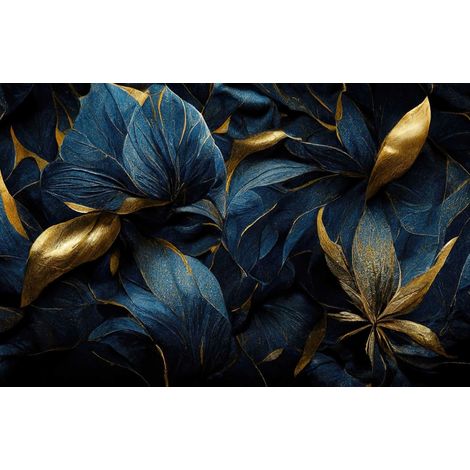 Tappetino magnetico per copritermosifone, Foglie blu navy, 60x100cm (1/3)
