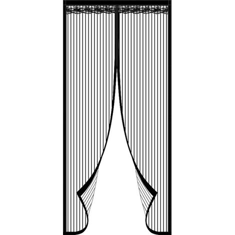 Moustiquaire de Porte Magnétique en Fibre de Verre 100x220cm, Fermeture Automatique Rideau Porte Anti insectes avec Aimants sans Perçage, Noir (1/4)