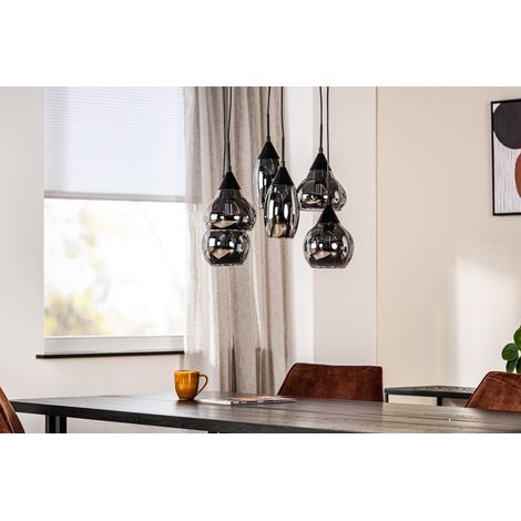 Lampadario a sospensione 6 luci H340 vetro fumé (1/5)
