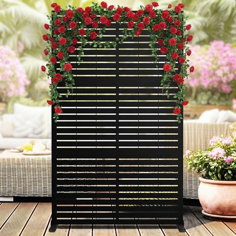 Metal Screen - Room Divider - Black, Galvanised Steel - for Living Room, Balcony, Office (1/5)