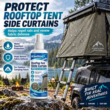 KineShineX wasserdichtes Spray für Dachzelt-Seitenwände, wasserabweisendes Pflegemittel für Outdoor-Campingzeltgewebe (1/5)