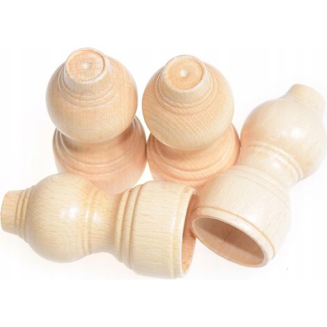 Embouts de tringle à rideaux en bois, 4 pièces, pin (1/5)