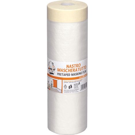 NASTRO MASCHERATURE CON TELO HD FILM HDPE MASCHERATUTTO VARIE MISURE CARDINALE, "550mm X 20m"