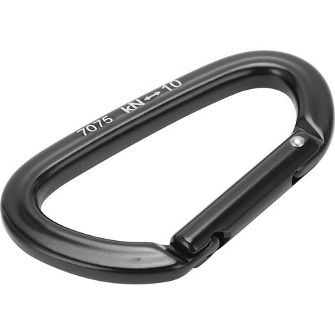 Mousqueton en alliage d'aluminium 10KN avec anneau porte-clés et clip à ressort pour le camping et l'escalade (Mousqueton à dégagement rapide noir n° 8) (1/5)