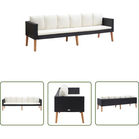 The Living Store Canapé de jardin à 3 places avec coussins Résine tressée Noir - Canapé De Jardin - Mobilier De Jardin - Salon De Jardin - Meubles De Jardin - Chaise Longue (1/5)