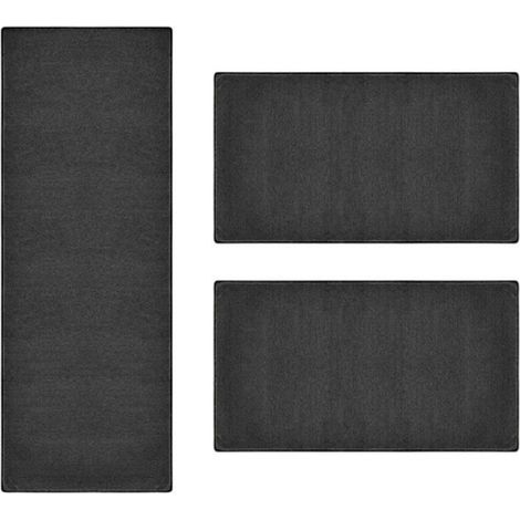 Descente de lit Dynasty Gris anthracite 1 tapis 67 x 330 cm + 2 tapis 67 x 130 cm (1/5)