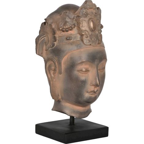 Buste bouddha résine marron noir esprit zen décoration orientale - Marron foncé noir profond (1/4)