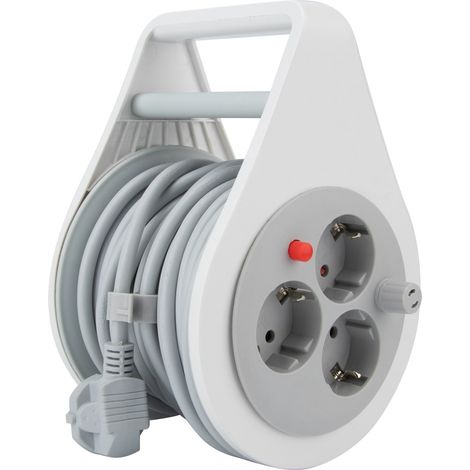 Enrouleur domestique Schuko 3 prises 7m - Gris - Zenitech (1/5)