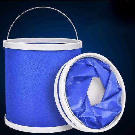 Seau pliable 9L en toile Oxford, contenant multifonction repliable pour lavage auto, pêche et camping. (1/5)
