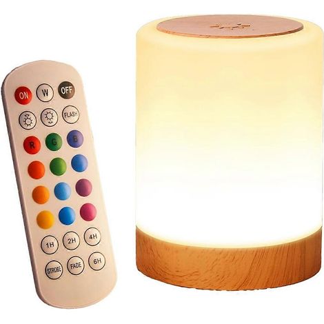 LED-Nachttischlampe für Kinder mit Touch-Funktion, Nachtlicht mit Fernbedienung, sanftes und farbenfrohes Licht. (1/5)