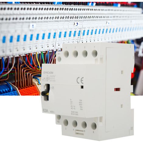 Contacteur secteur domestique 4P 63A 220V 50Hz sur rail DIN avec interrupteur de commande manuel (1/5)