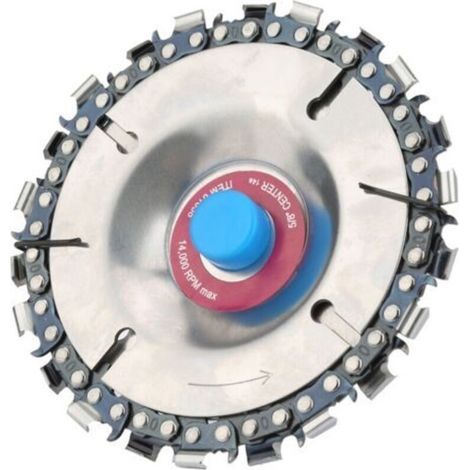 Disque à meuler rouge de 100 mm (4 pouces) avec 22 dents, pour la sculpture sur bois. (1/5)