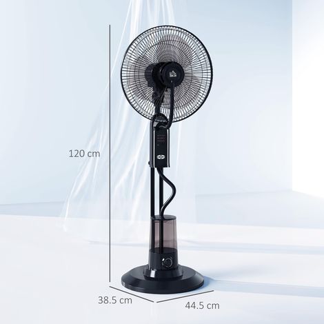 Ventilateur brumisateur réglable à 3 vitesses et 3 modes, oscillation à 75°, télécommande, noir (1/5)