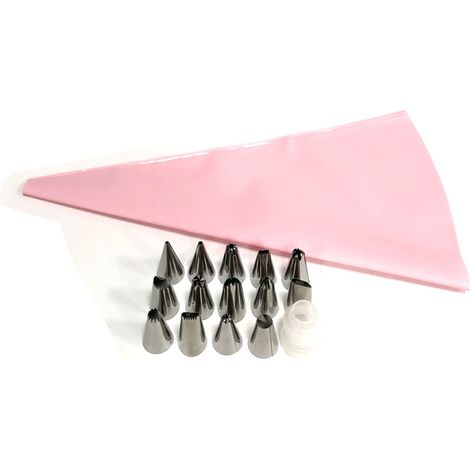 Sac à Douille - Kit de Décoration de Gâteaux - Pour Pâtisserie Maison - 12 Douilles + 3 Sac en Nylon + 1 Réservoir - 1 Pièce (1/5)