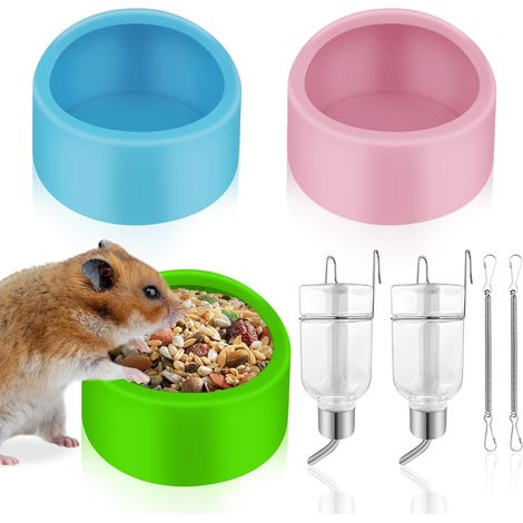 Hamster Bowls with Hanging Water Bottles, 3 Pieces (1/5)
