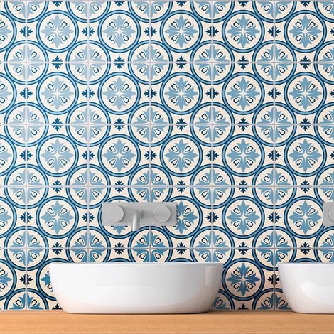 Sticker Mural Carrelage adhésif Cuisine Salle de Bain - 30 STICKERS CARRELAGES AZULEJOS CRUZ - 30stickers10x10cm (1/5)