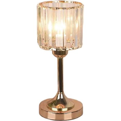 Lampe de table en cristal, lampe de chevet en cristal post-moderne pour chambre à coucher, éclairage créatif, luxueux, simple et moderne, douille E27, pour chambre ou salon (ronde)