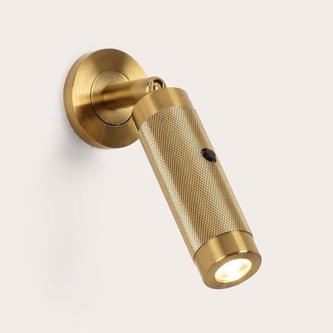 Moderne und verstellbare LED-Wandleuchte mit Ein-/Ausschalter, 3W verstellbarer Spot in gebürstetem Aluminium, Farbe gebürstetes Messing, ideal zum Lesen in Innenräumen. (1/5)