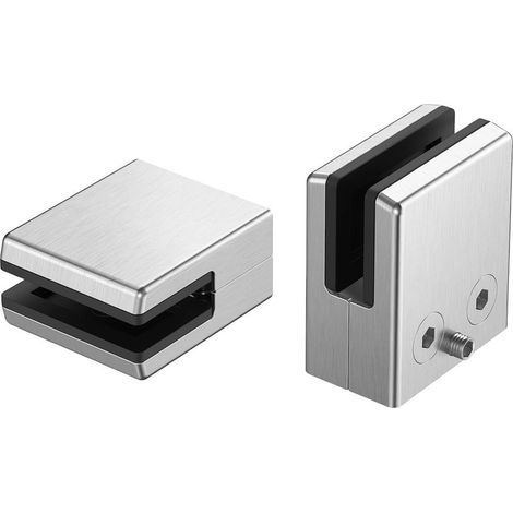 Lot de 10 pinces à verre en acier inoxydable 304 - Convient pour vitres de 6 à 10 mm - Support réglable en verre plat pour escalier balustrade - Main courante polie (1/4)