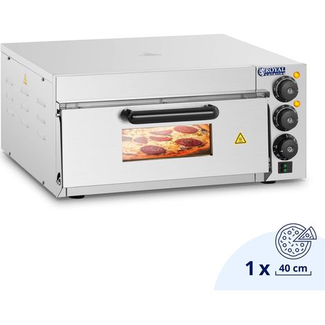 Royal Catering – Four à pizza professionnel 40x40cm 2000W 350°C – Minuterie 120min – Plaque en argile réfractaire – Acier inoxydable