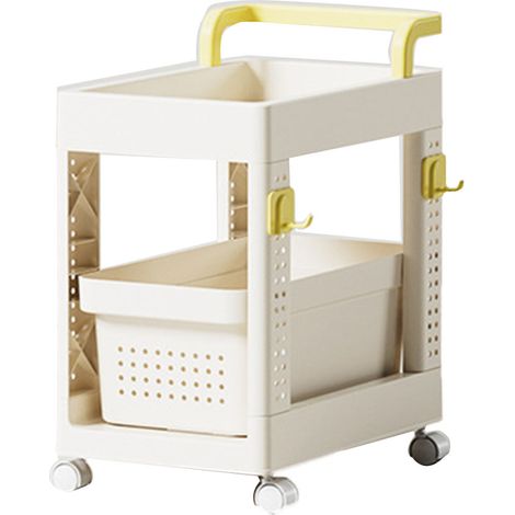 Chariot de Rangement à Roulettes en Plastique avec Crochets, Organisateur Mobile Compact pour Bureau, Chambre et Dortoir (1/5)