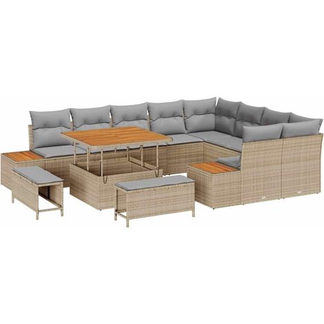 Ensemble de canapé de jardin 12 pc 11-Nombre de places Beige (1/5)
