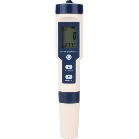 BDD Multifunktions-Wasserqualitätstester, 5-in-1-Wassertester, digitales Messgerät für TDS/EC/Salzgehalt/pH-Wert/Temperatur für Trinkwasser, Schwimmbad, Aquarium, Fischbecken, Hydrokultur (1/5)